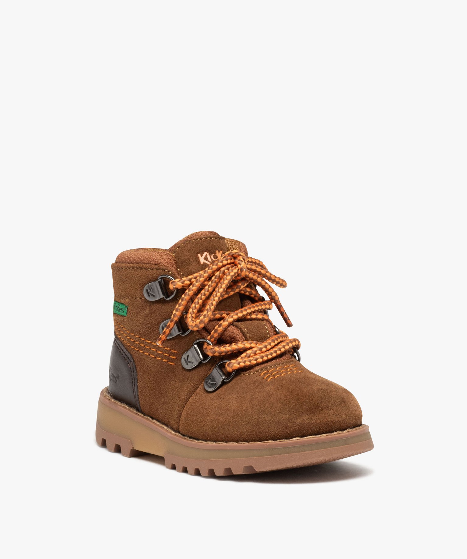 Boots Garçon dessus en cuir uni imperméable - Kickers marron | GEMO