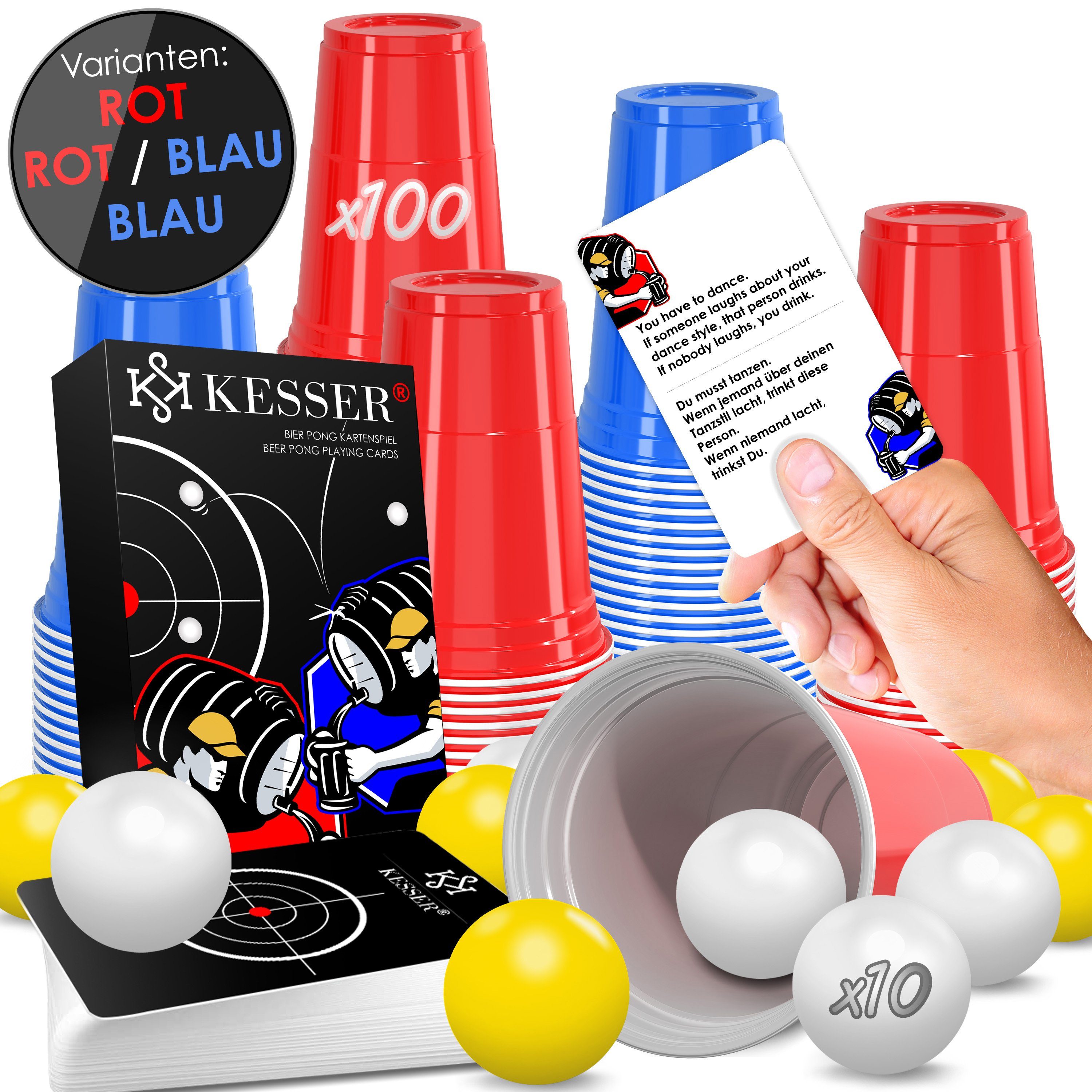 KESSER Klapptisch, Beer Pong Becher Set mit Kartenset 54 Karten, Bierpong