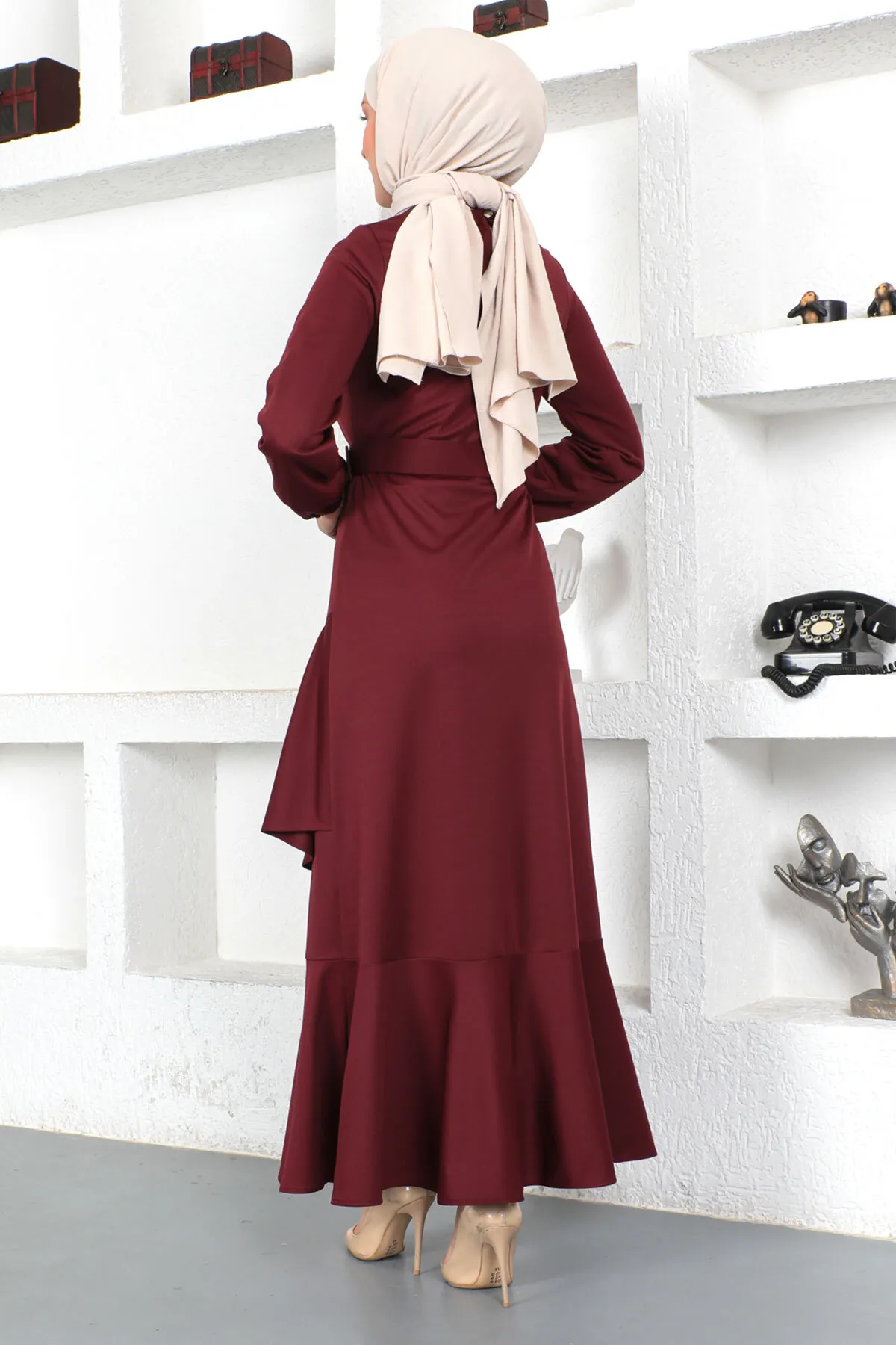Tesettür Dünyası  Rüschenkleid Tsd230401 Pflaume