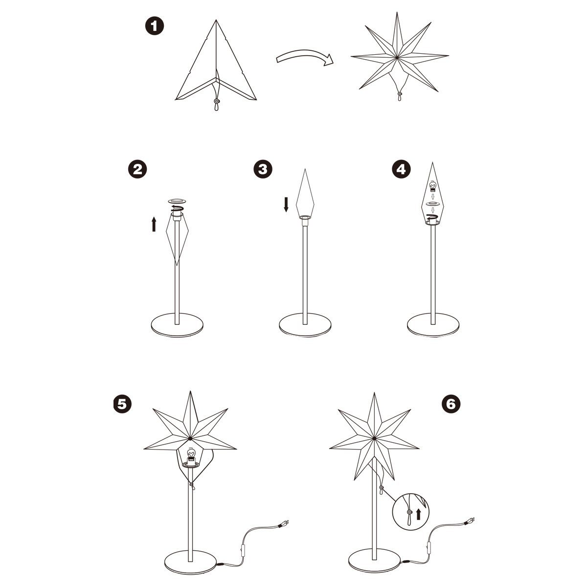 Salcar Papierstern Papierstern LED Beleuchtung Weihnachten Stern Weihnachtsdeko Innen, Weihnachtsdekoration für Wohnzimmer, Schlafzimmer, Fenster, 55cm