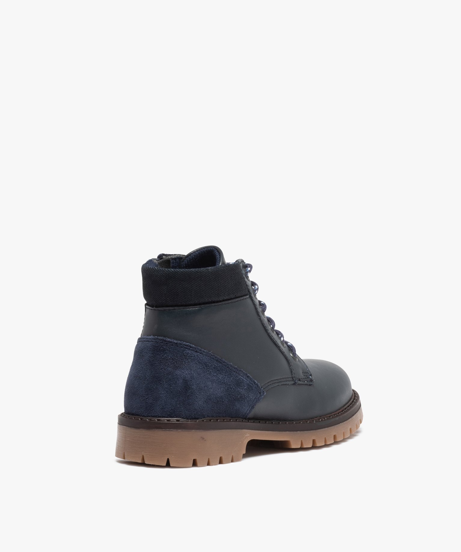 Boots Garçon avec dessus cuir uni et semelle crantée | GEMO