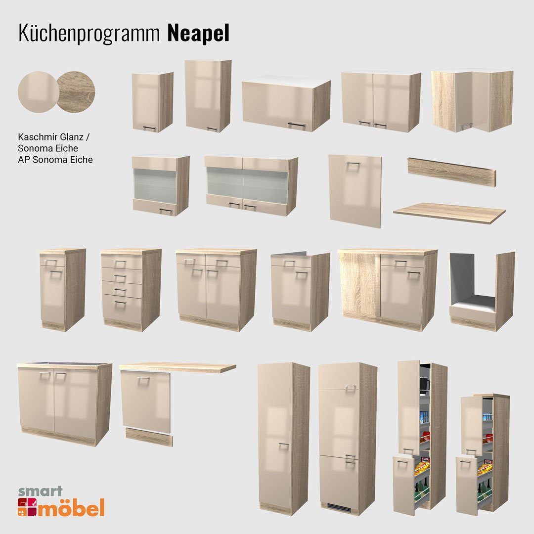 Flex-Well Arbeitsplatte - 100 x 60 x 3,8 cm - Sonoma Eiche – Valencia/Neapel