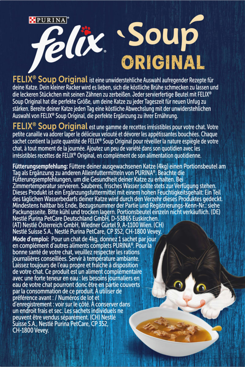 Nassfutter Katze mit Kabeljau, Thunfisch, Scholle, Soup Original, 288 g