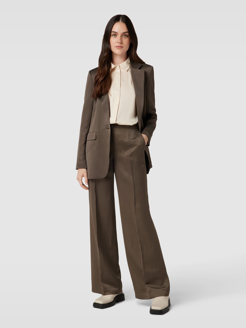 Blazer aus Viskose-Leinen-Mix mit Knopfverschluss Modell 'LECCO' in mittelbraun