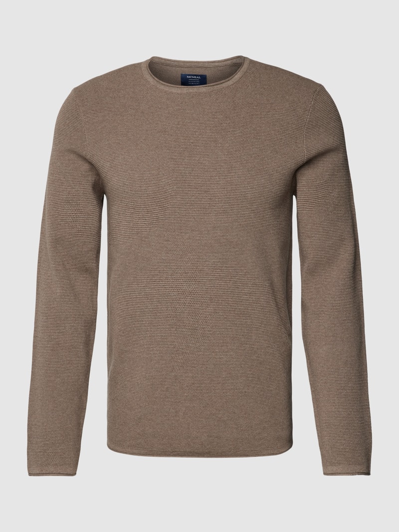 Strickpullover mit Rundhalsausschnitt in stein meliert