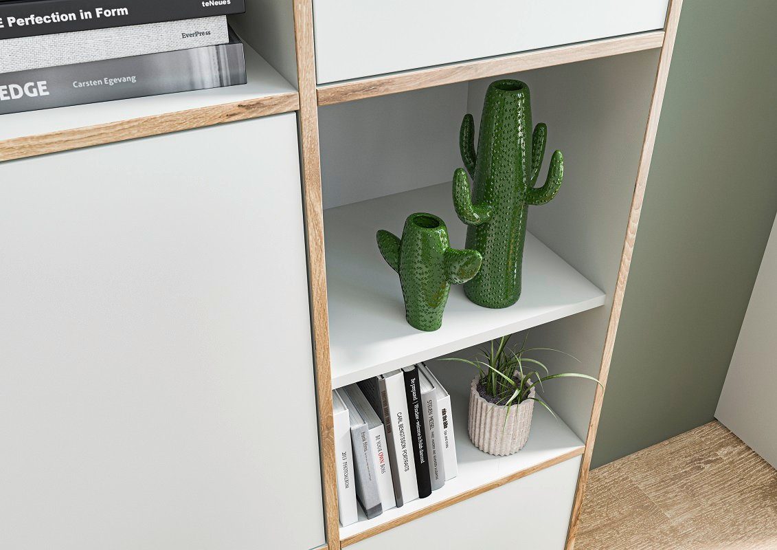 xonox.home Highboard Regalschrank Jesper, Skandinavisch, weiß / Eiche