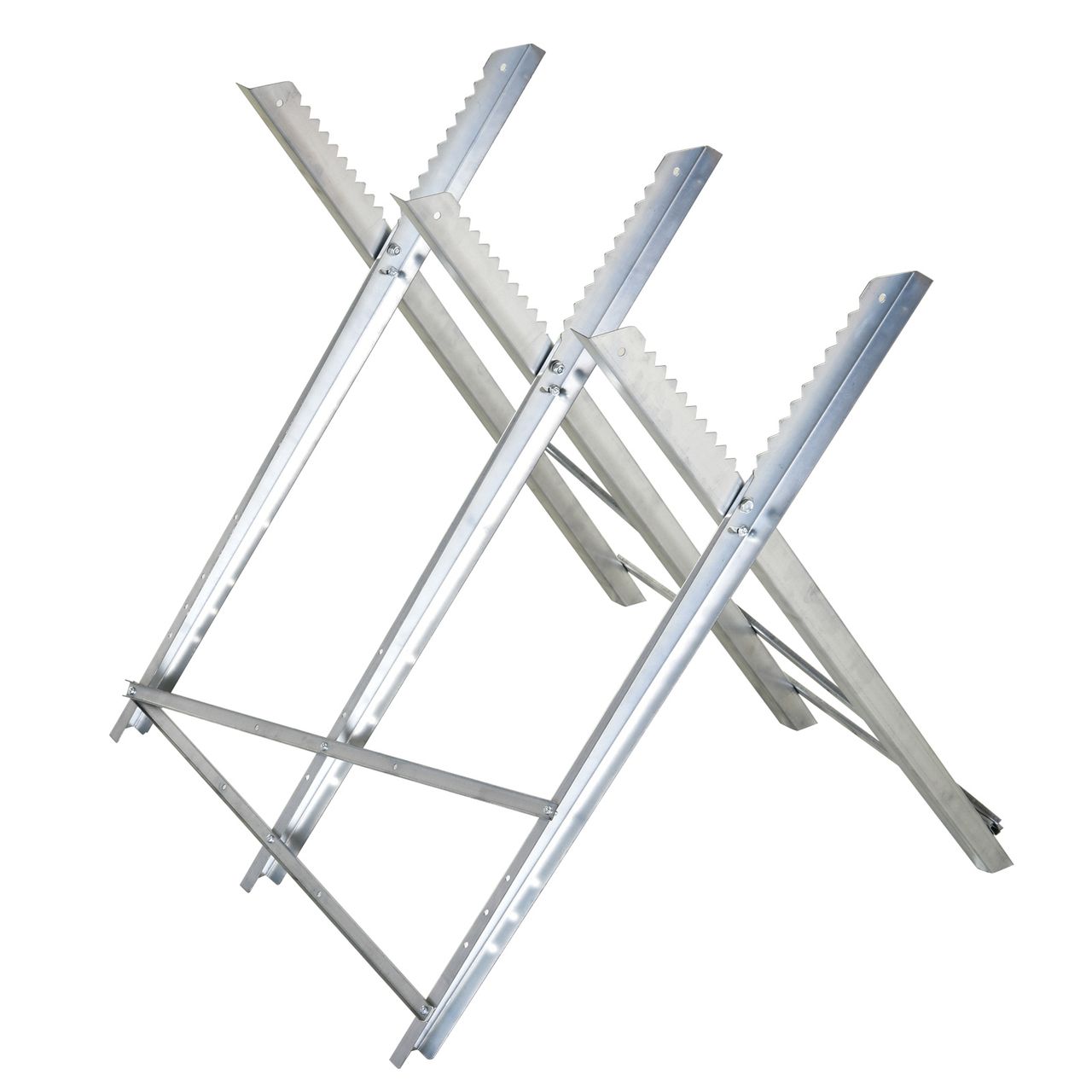 DURHAND Kettensägebock Sägebock zusammenklappbar Sägegestell für Brennholz Silber Metall 83 x 83 x 79 cm