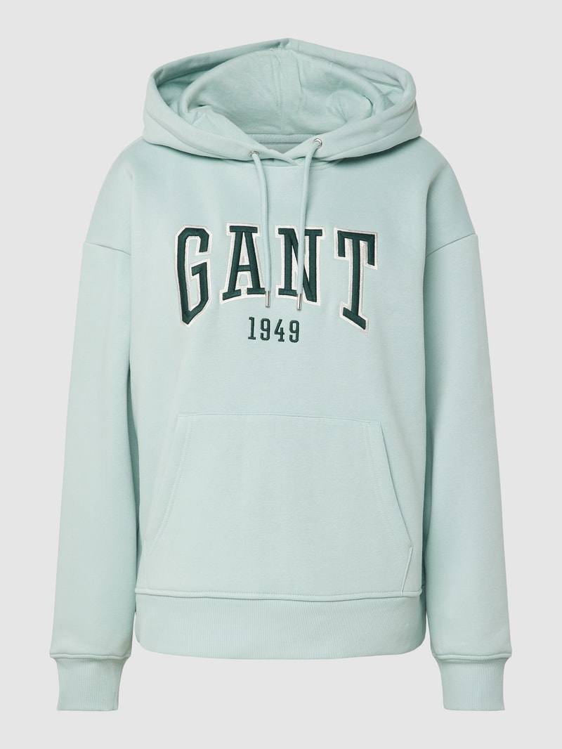 Hoodie mit Label-Stitching in aqua blau