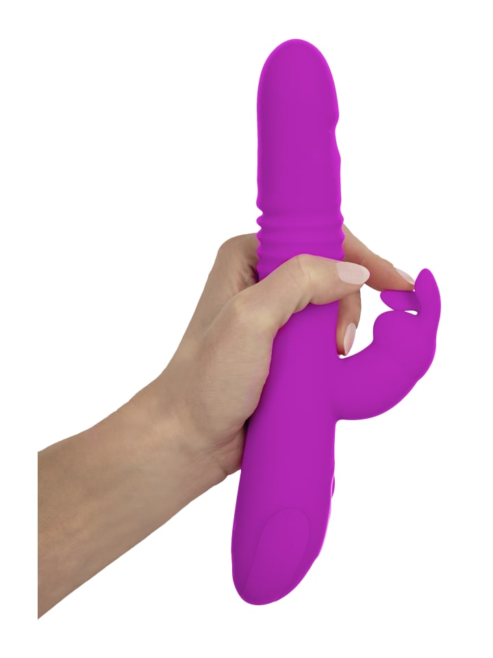 Sweet Smile Vibrator mit Stoßfunktion Thrusting Rabbit in pink günstig kaufen 26 cm