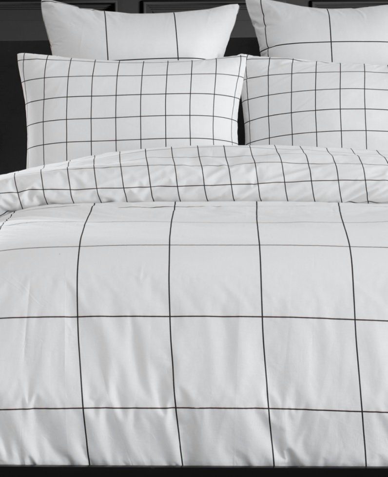 Wendebettwäsche Wende Bettwäschen Set 3 teilig in Schwarz/Weiß, Sandiik, hochwertige Baumwolle