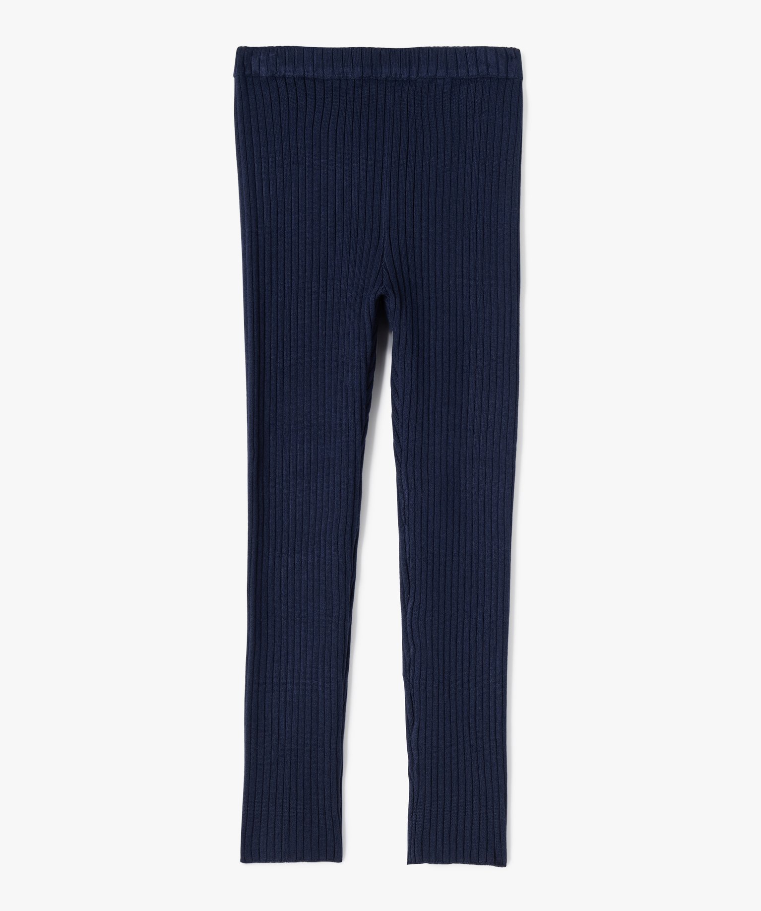 Pantalon leggings en maille ctelée fille marine | GEMO