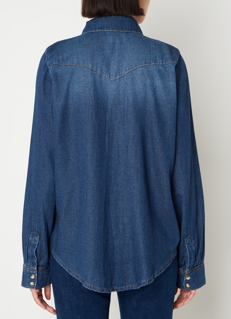 ba&sh  Walter blouse van denim met borstzakken