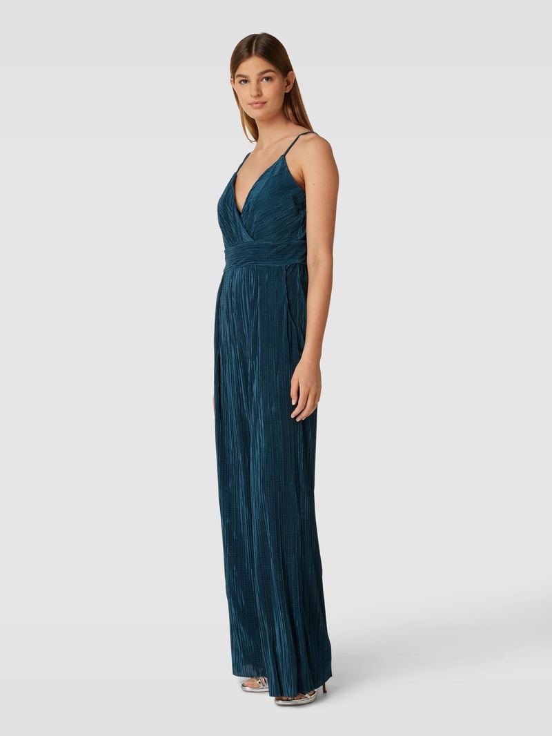 Jumpsuit mit feinen Plisseefalten in bottle meliert