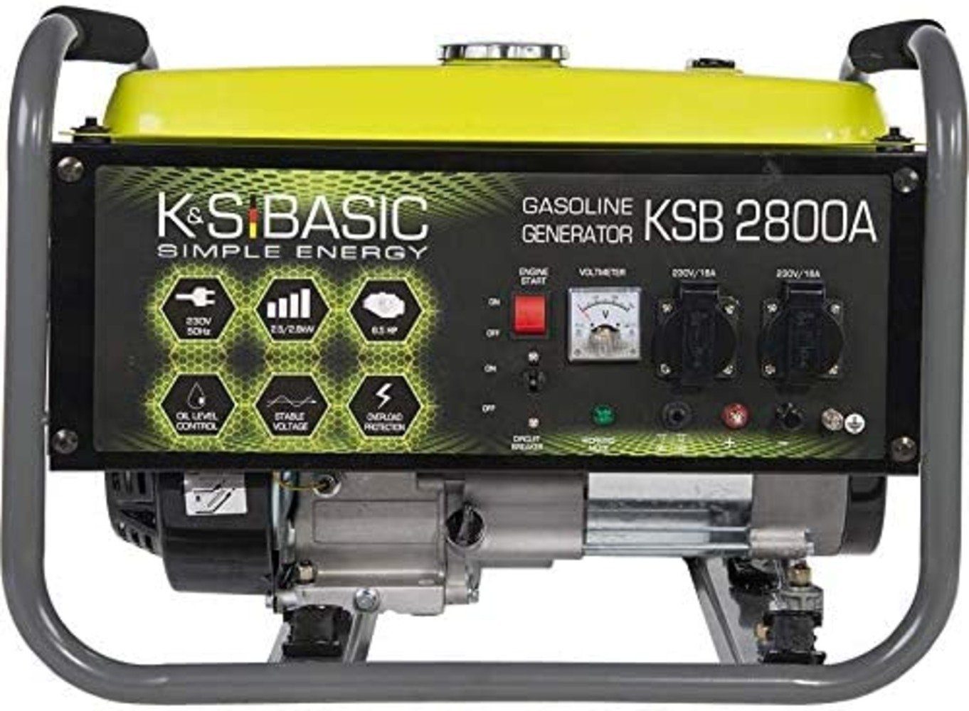 Könner & Söhnen Stromerzeuger KSB 2800A, 2,80 in kW, (Aluminium Benzin Generator 7 PS, 4-Takt, 1-tlg., Benzinmotor mit automatischer Spannungsregler 230v(AVR), 16A, für den Heim und Freizeitbedarf