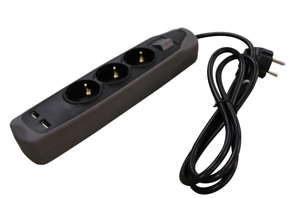 Regleta eléctrica Relectric RELEC492220 de 1,5 m, 3 tomas, 2 puertos USB.
