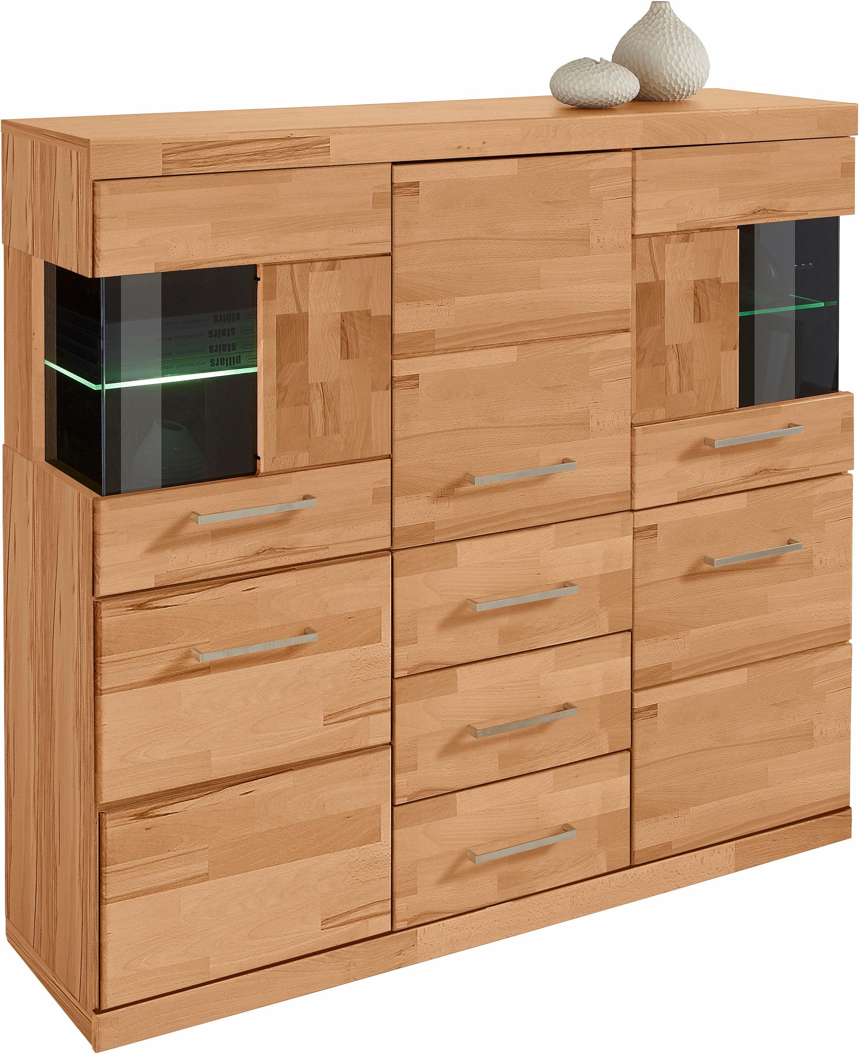 Woltra Highboard Ribe, Breite 125 cm mit 2 Glastüren