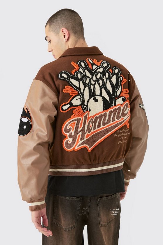Kastige Melton Jacke mit PU-Kragen