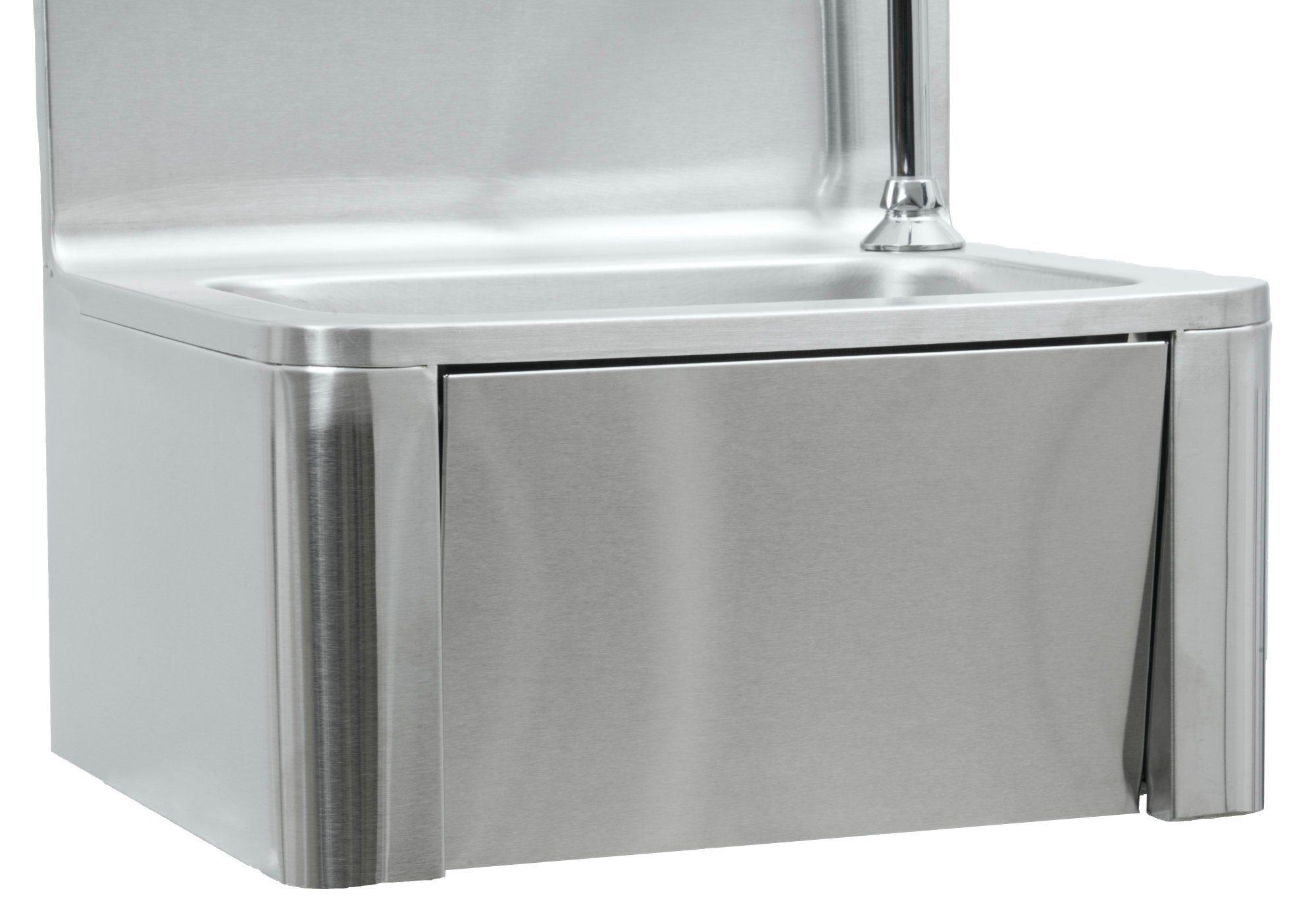 Mahlzeit Waschbecken Edelstahl Handwaschbecken mit Kniebetätigung und Seifenspender