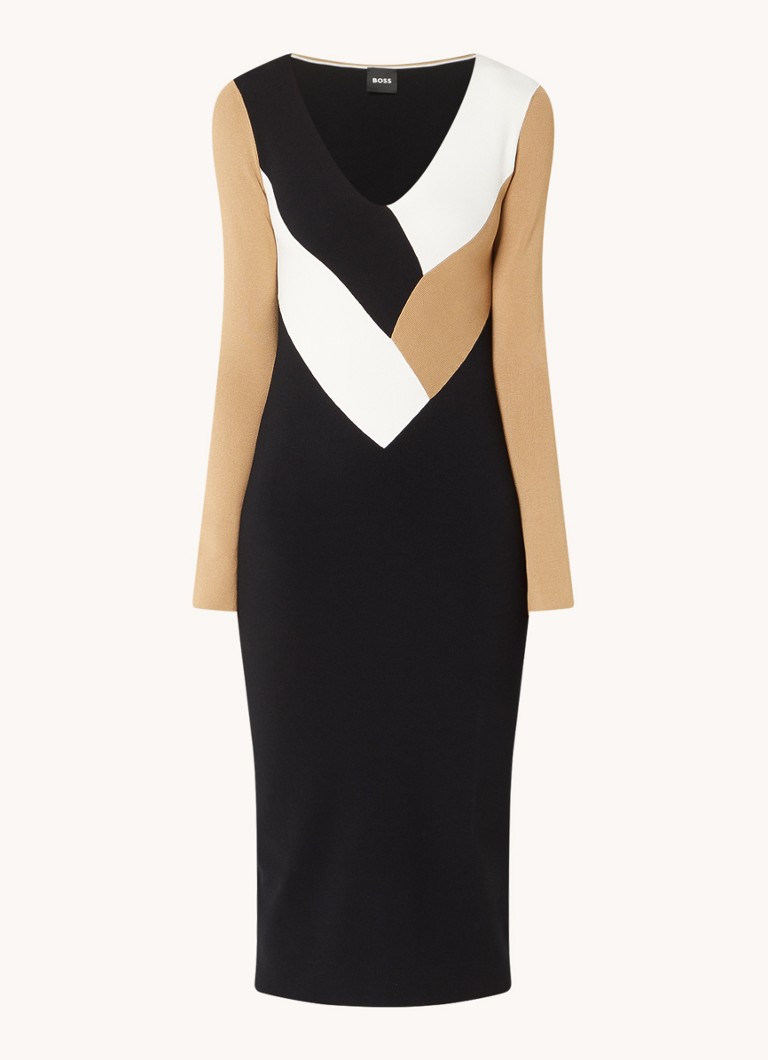 Vestido midi Florence de HUGO BOSS con escote en V y estampado