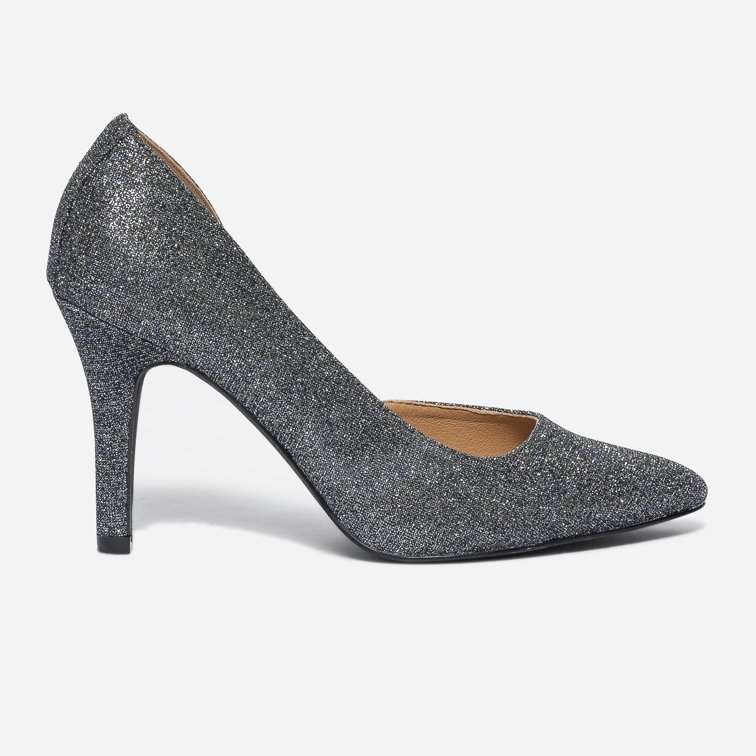 Stiletto TEXTO gris pailleté