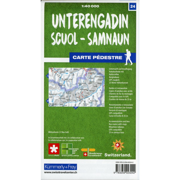 Unterengadin / Scuol - Samnaun 24 Wanderkarte 1:40 000 matt laminiert - Wanderkarte