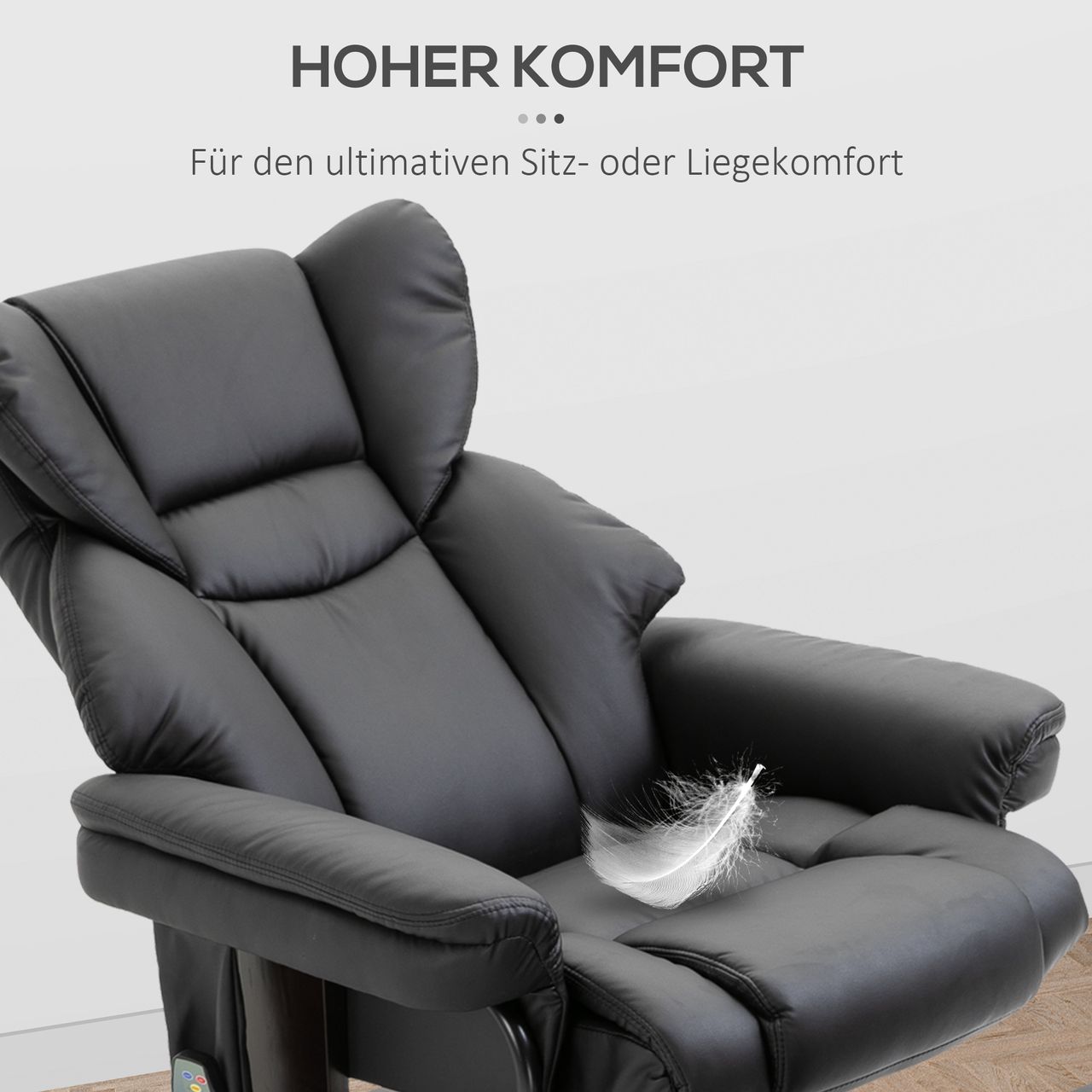 HOMCOM Massagesessel mit Fußhocker Relaxsessel 145°-Neigung Kunstleder Schwarz 79 x 82 x 101 cm