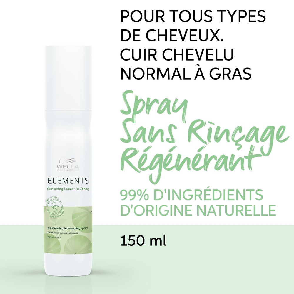 Wella Spray soin sans rincage Elements Spray déstressant & démélant pour tous types de cheveux