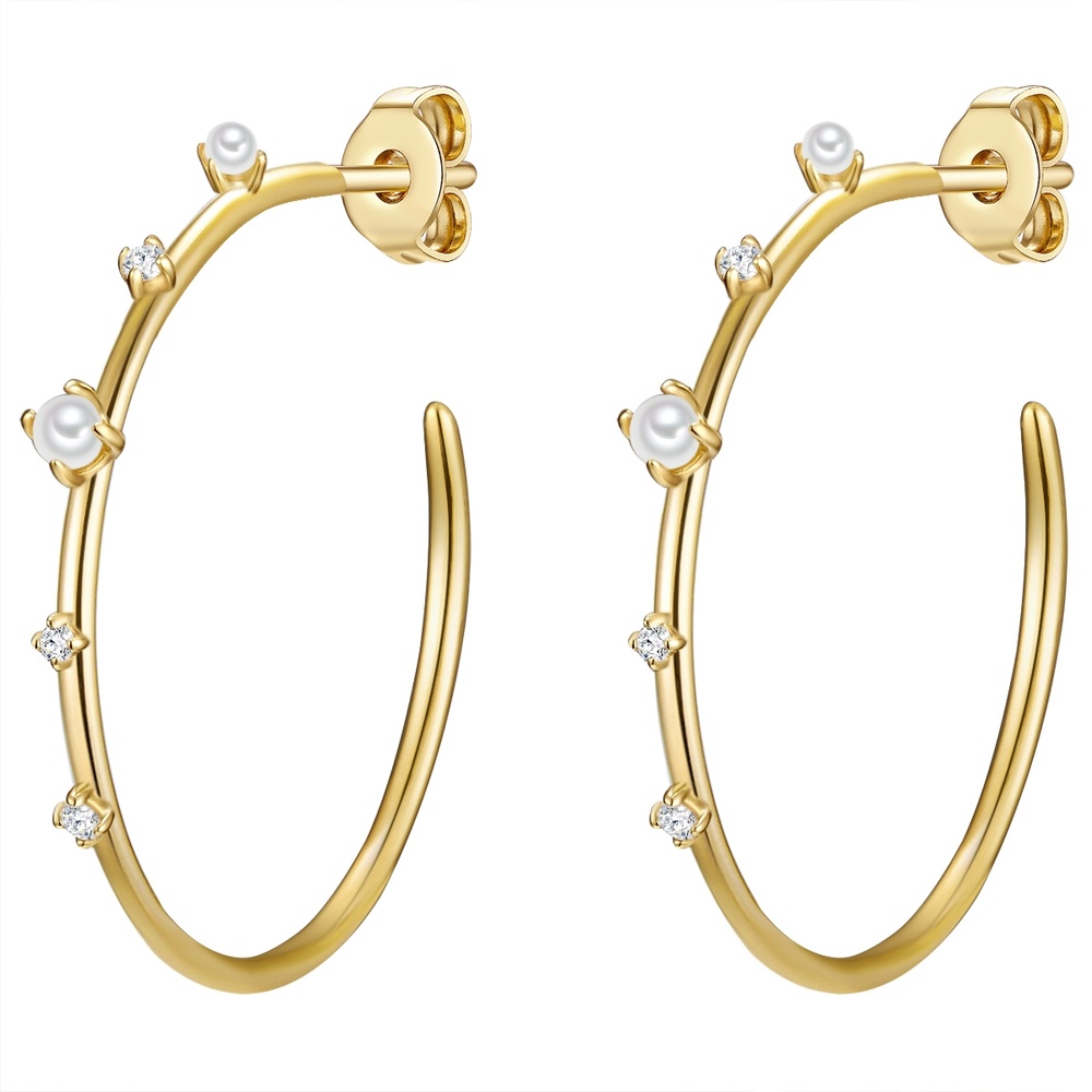 Glanzstücke München Créoles en argent Argent sterling Oxyde de zirconium (CZ) Perle de culture d'eau  Boucles d'oreilles