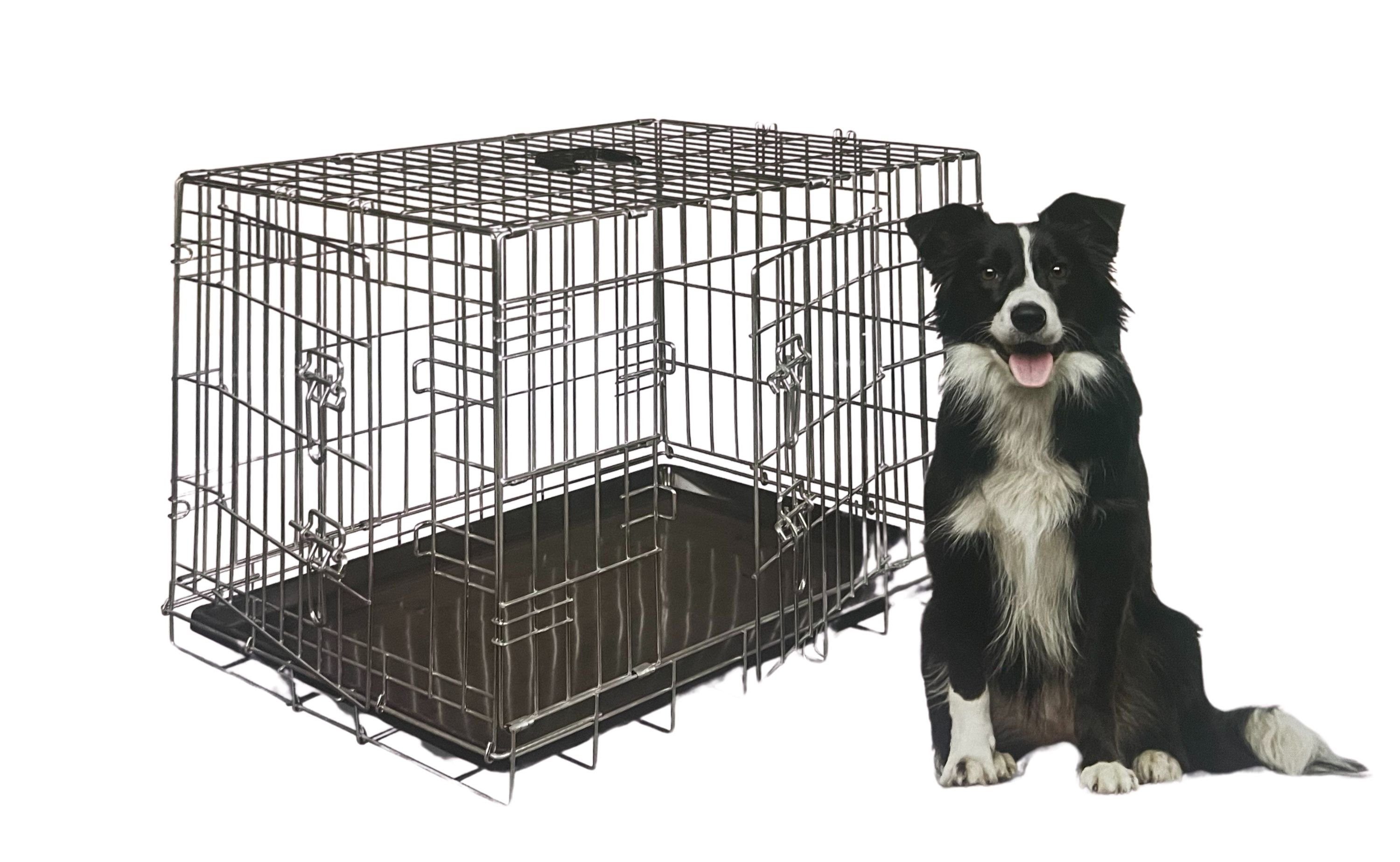Vadigran Hundekäfig, Kleintier Transportbox Drahtkäfig 91x61x66cm schwarz