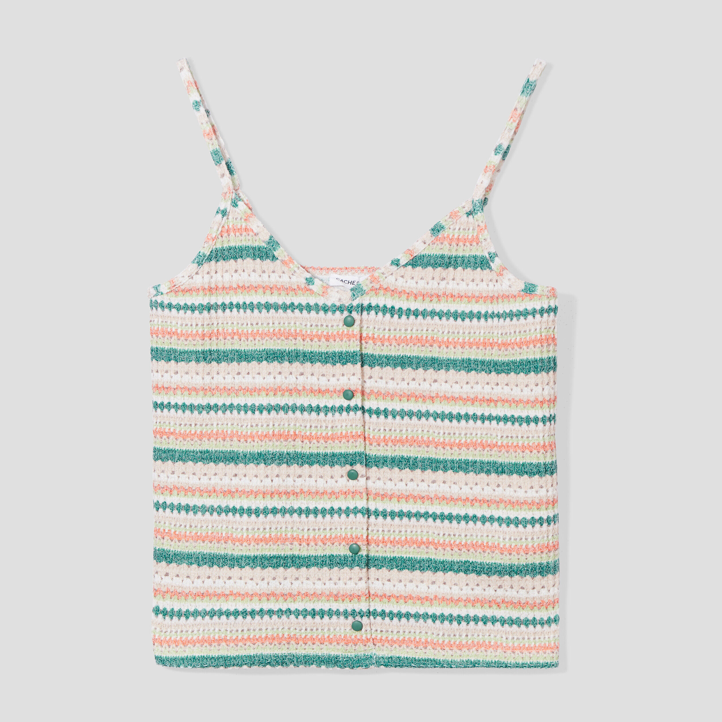 Débardeur crochet bretelles vert femme | Cache Cache