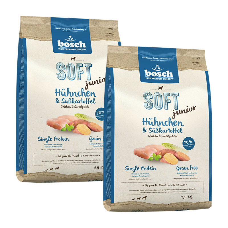 bosch Hundetrockenfutter bosch Soft Junior Hühnchen & Süßkartoffel 2x2,5 kg