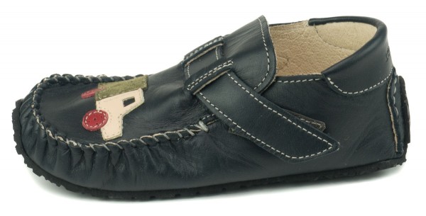 ZeaZoo ~ Mokassin Leo ~ Blau mit Lastwagen