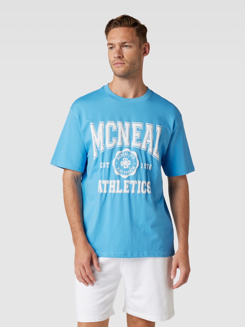 T-Shirt mit Label-Details Modell 'TOM' in blau