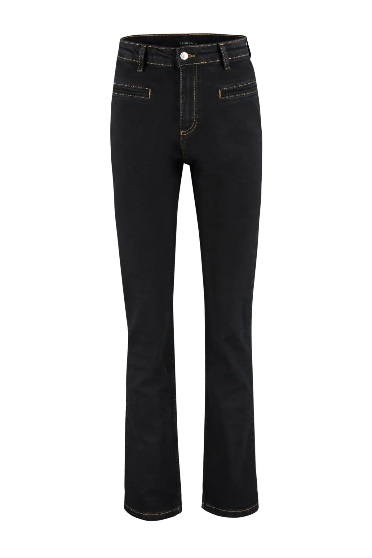 Trendyol Collection  Schwarze, nachhaltigere Bootcut-Jeans mit hoher Taille TWOAW23JE00356
