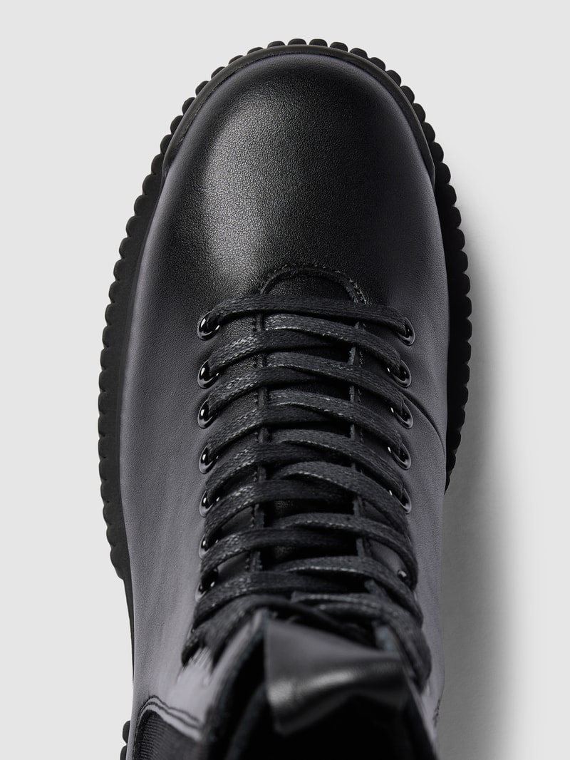Schnürboots aus Leder mit Label-Details Modell 'EDDIE' in schwarz
