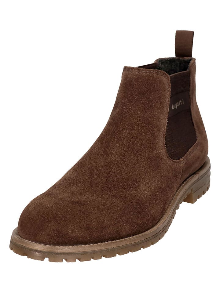 Bugatti Leder-Chelsea-Boots in Braun günstig kaufen