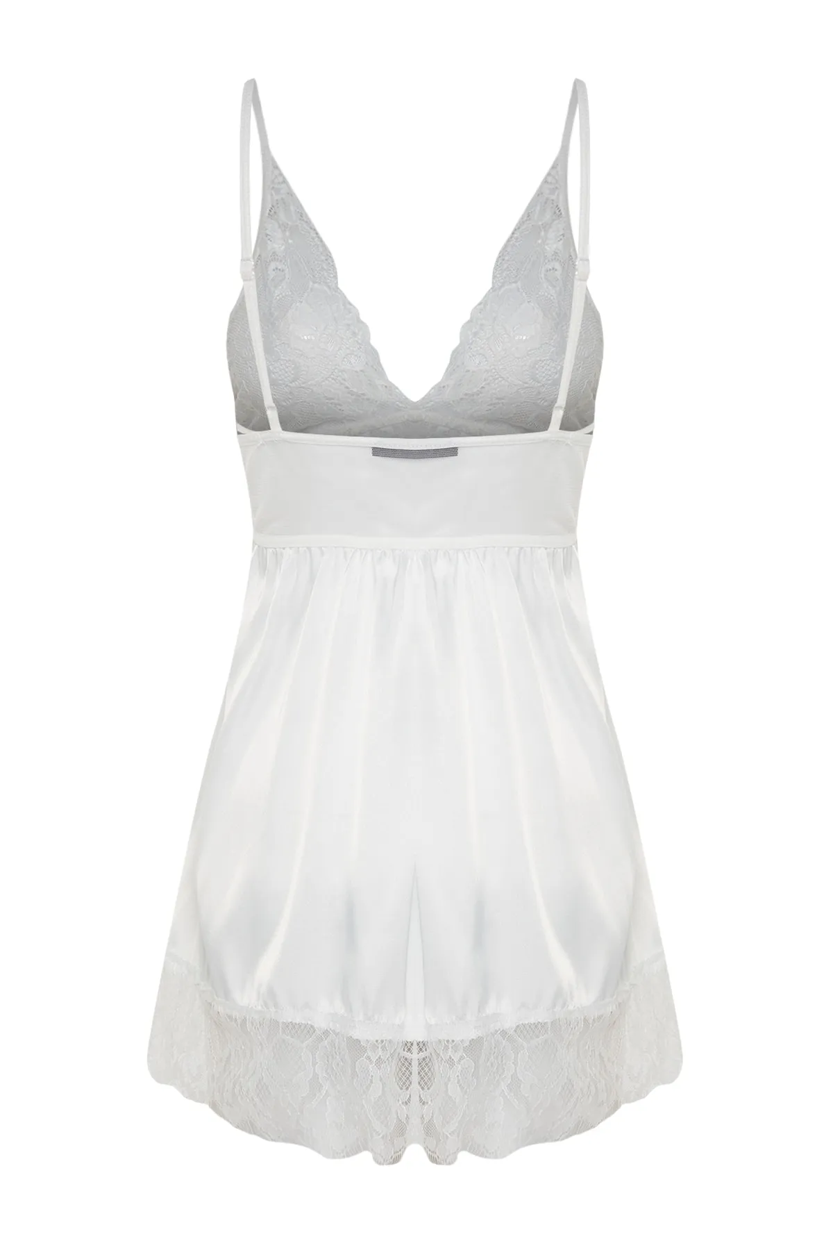 Trendyol Collection  Ecrufarbenes Babydoll mit Satinspitze und Riemenseil THMSS22LL0001