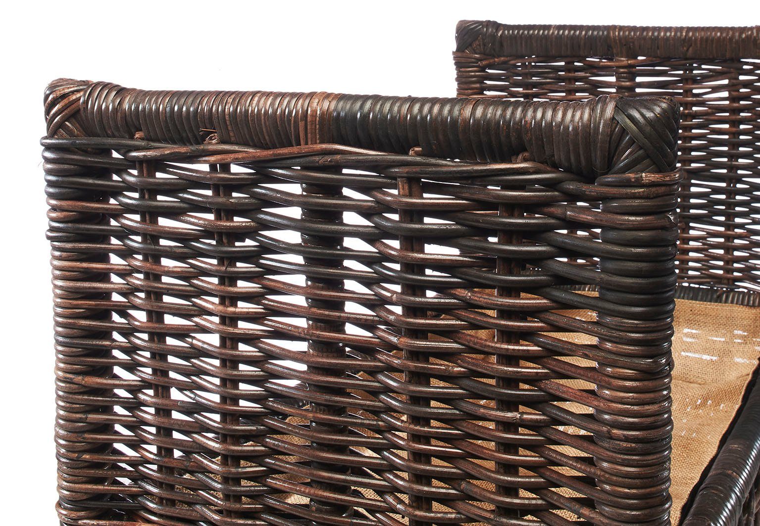 Kobolo Kaminholzregal Kaminholzablage - krabu Rattan - mit Leinenstoff, BxTxH:75x44x45 cm