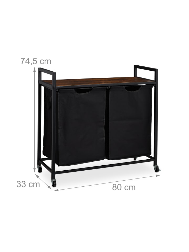 relaxdays Wäschekorbregal in Schwarz/ Braun - (B)80 x (H)74,5 x (T)33 cm günstig kaufen onesize