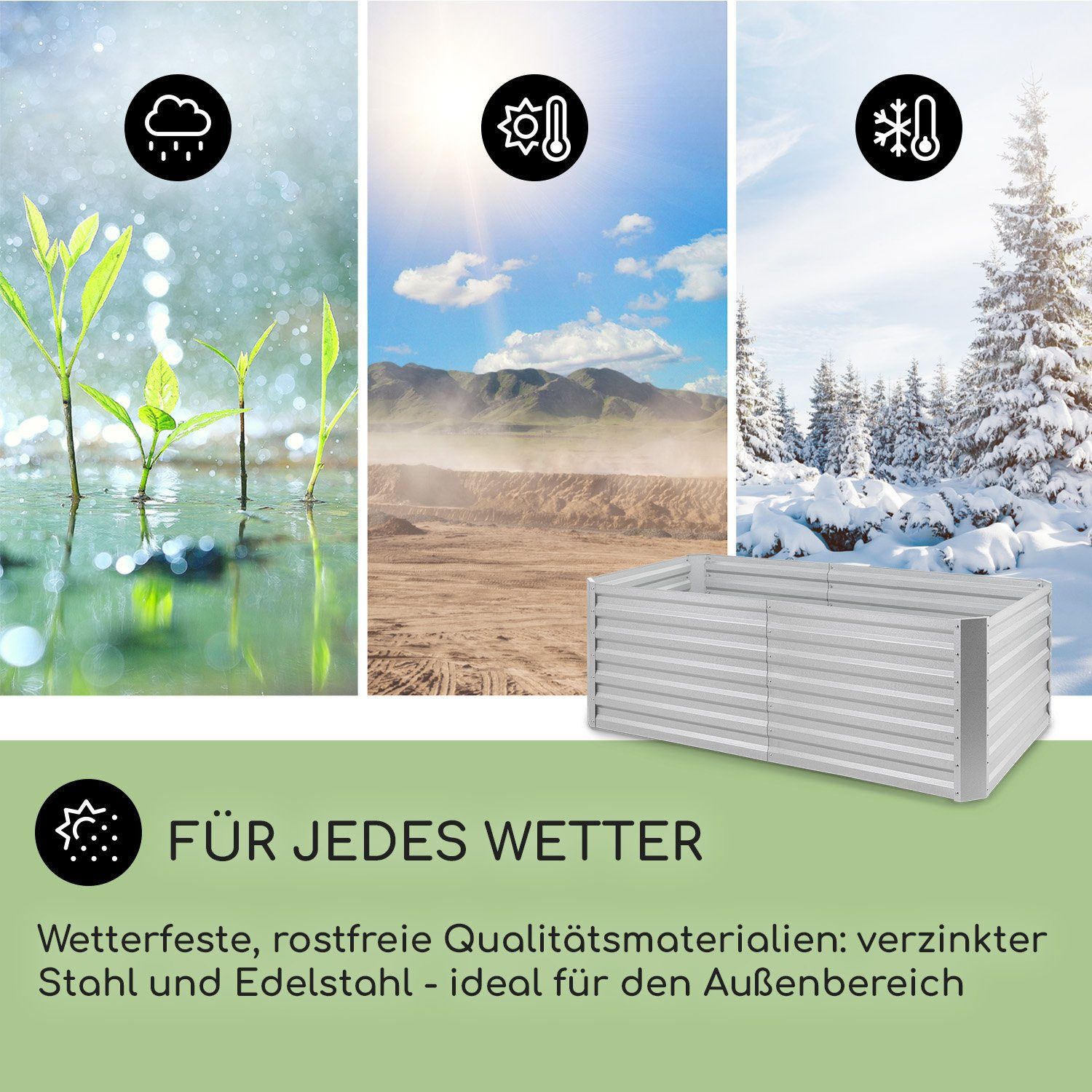 blumfeldt Hochbeet High Grow Straight, Pflanzkübel Outdoor Balkon außen groß Metall Garten