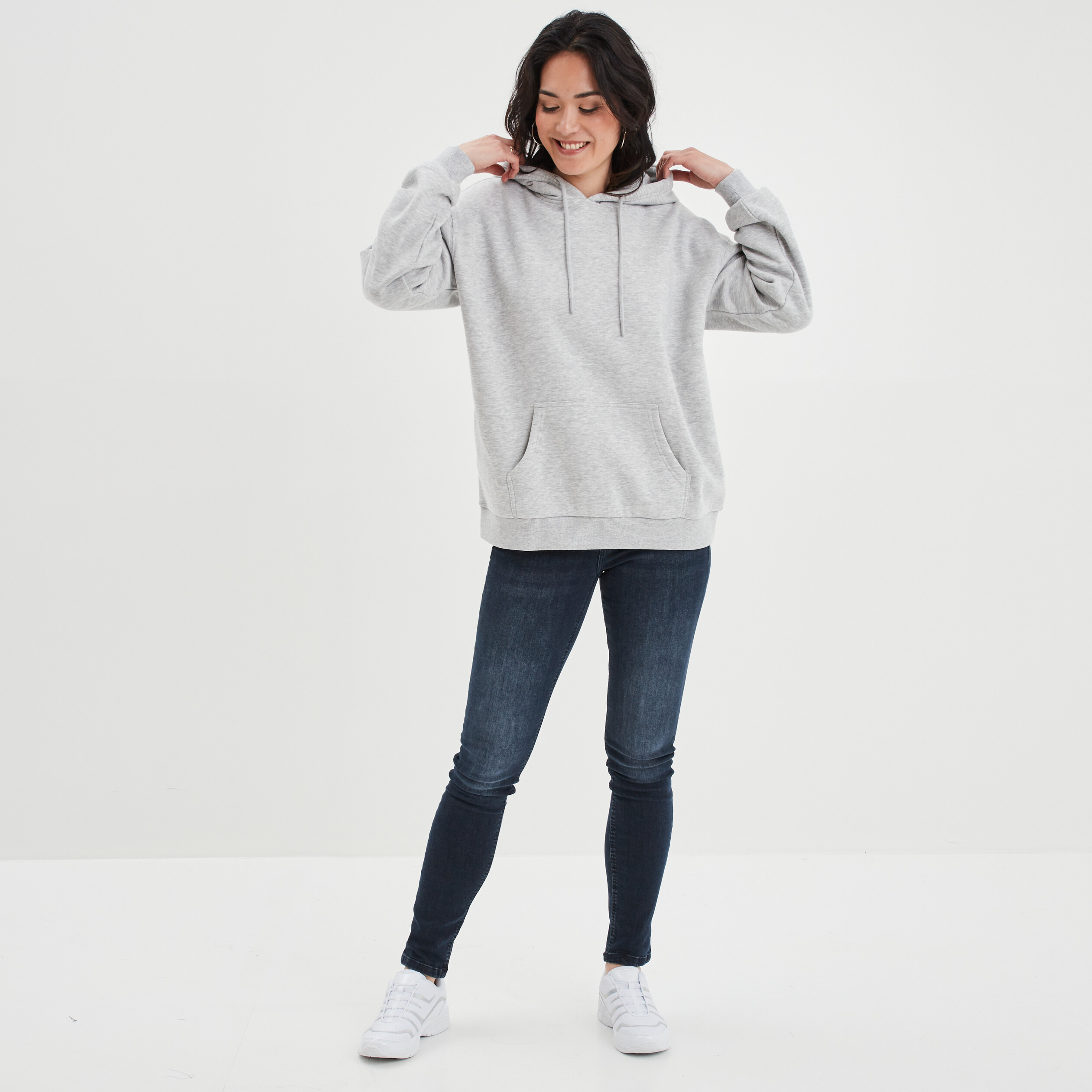 Sweat molleton à capuche hoodie gris clair femme | La Halle