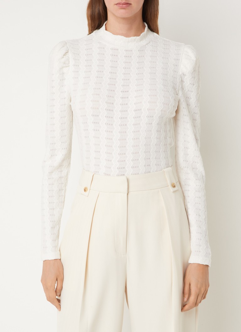 Aaiko Ivona fine knit top with puff sleeves