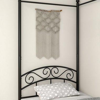 OKWISH Metallbett Einzelbett, Himmelbett-Gestell Metall Himmelbett Eisenbett (Schlafzimmerbett Bettrahmen 90x190cm, mit Himmel Metallbett Klassisch Design), Ohne Matratze