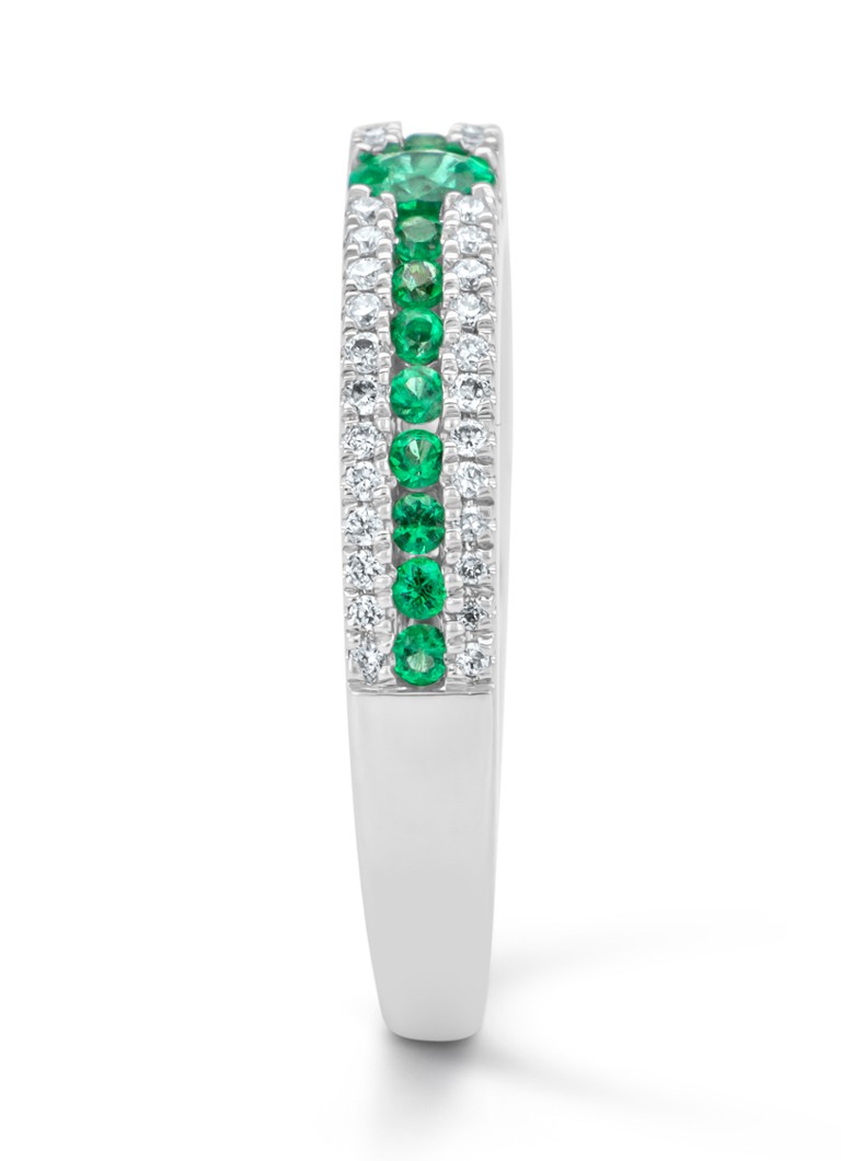 Anello Diamond Point in oro bianco, smeraldo da 0,36 ct, Majestic