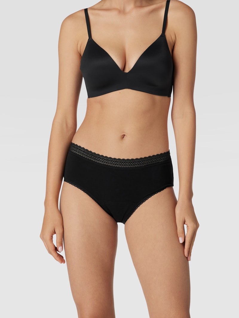 Slip mit Spitzenbesatz im 2er-Pack in schwarz