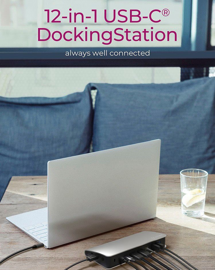 ICY BOX Laptop-Dockingstation ICY BOX 12-in-1 Notebook/PC Dock USB Type-C mit Power Delivery, PD 60 W