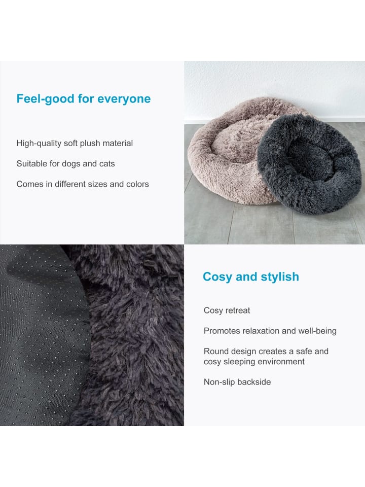 Intirilife Hundebett Katzenbett in Dunkel Grau 60cm günstig kaufen 60 cm