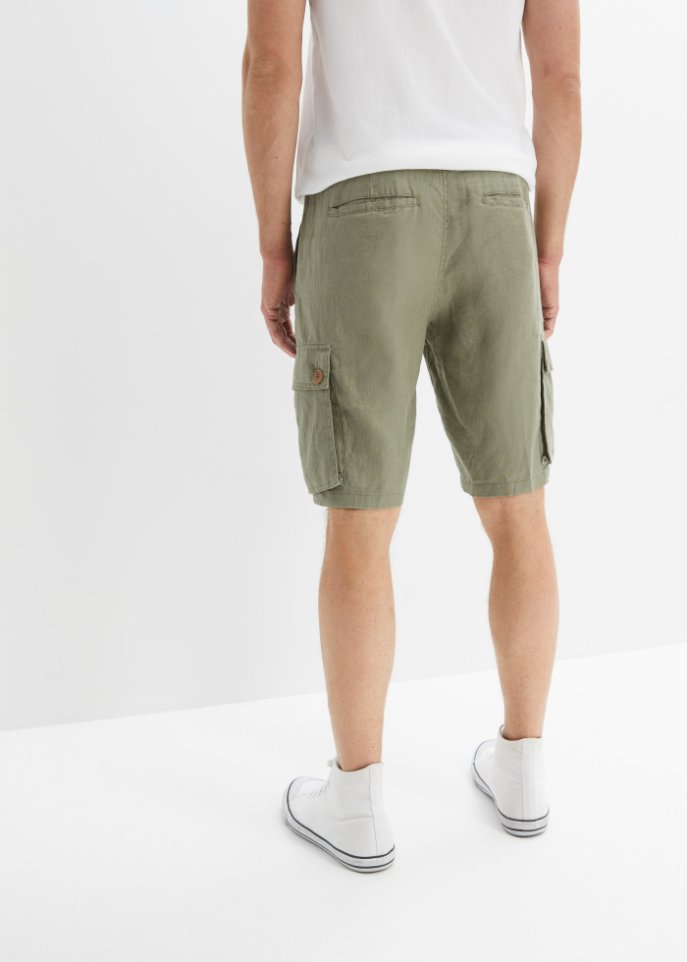 Cargo-Bermuda aus Leinen, Loose Fit