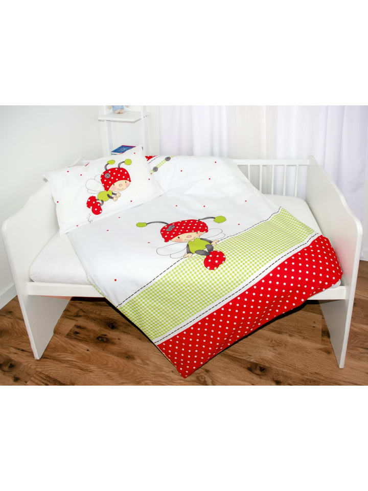 Herding 2 tlg. Renforcé Bettwäsche 100x135cm Käfer in Rot/Grün günstig kaufen 100x135 cm
