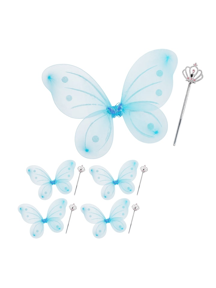 relaxdays 5x Feenflügel/Zauberstab in Blau/Silber günstig kaufen onesize